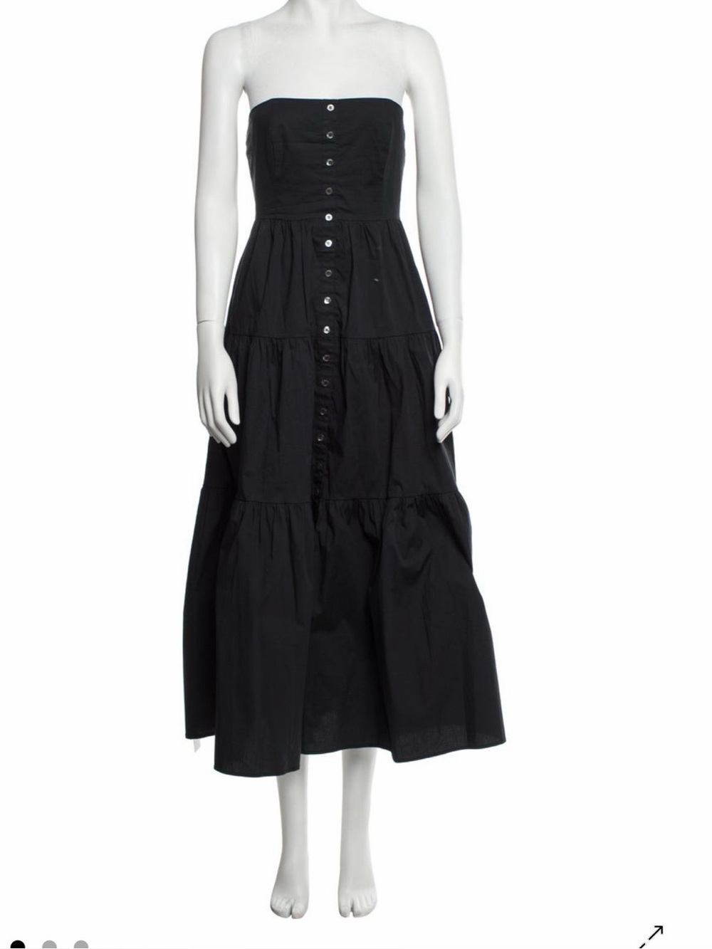 STAUD Strapless Black Button-Front Maxi Dress S